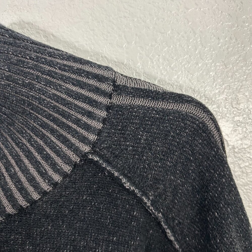 Calvin Klein Jeans Half Zip Raglan Sweater Charcoal Black Distressed Preppy - Picture 5 of 10